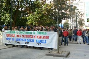 Os traballadores de Faurecia, manifestándose contra o Expediente de Regulación de Emprego / Imaxe: CIG