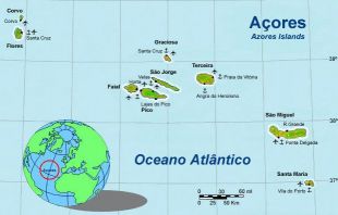 Mapa da Rexión Autónoma dos Azores